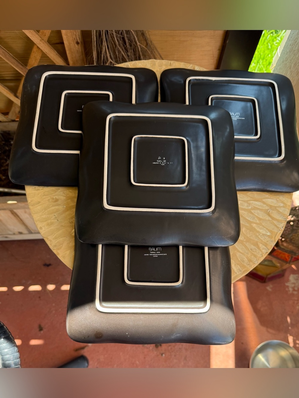 Set of 4 Baum Galaxy Jade 8.5” Dessert/Salad Plates Square - Picture 2 of 6